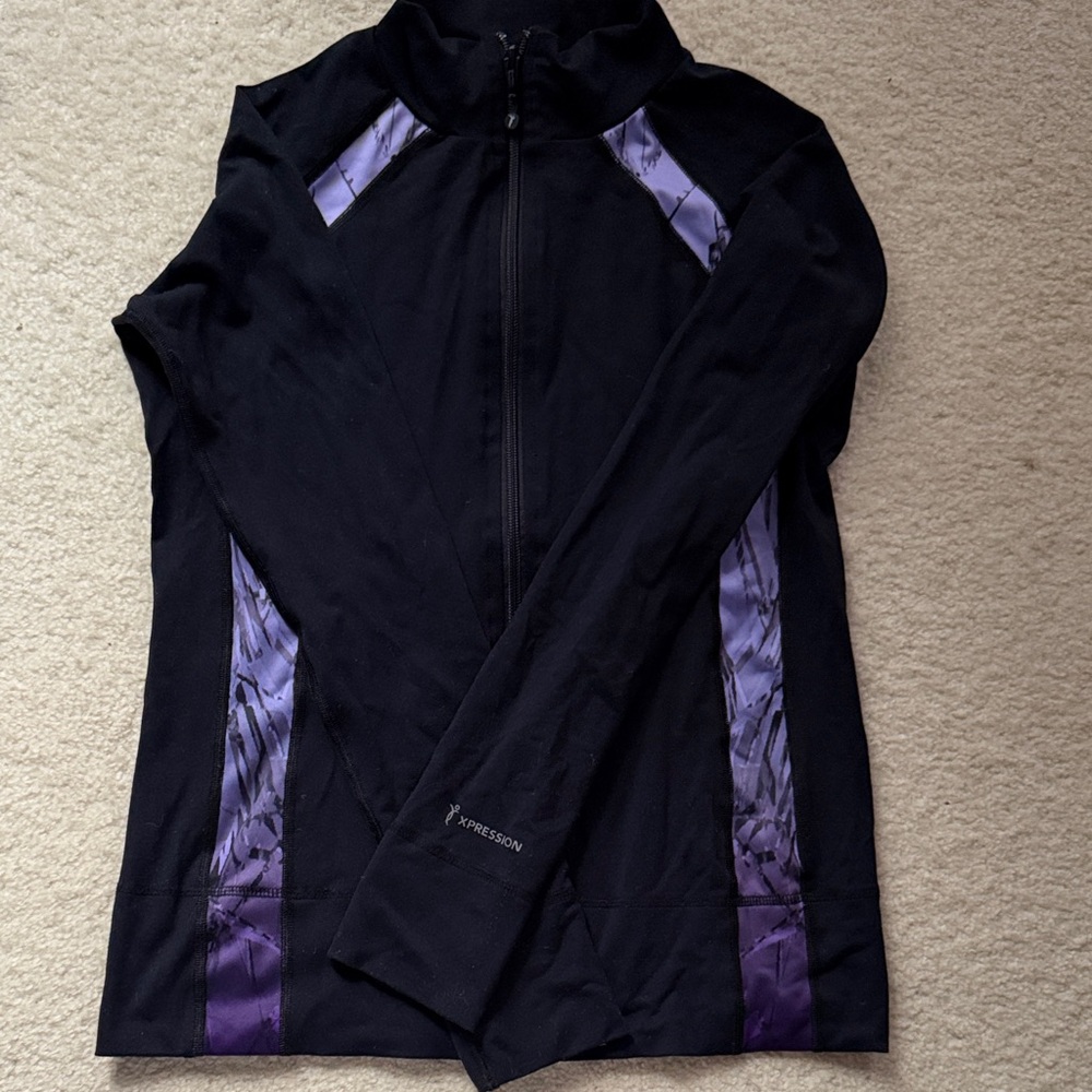 Black Figure Skating Jacket with Purple Accent Panels